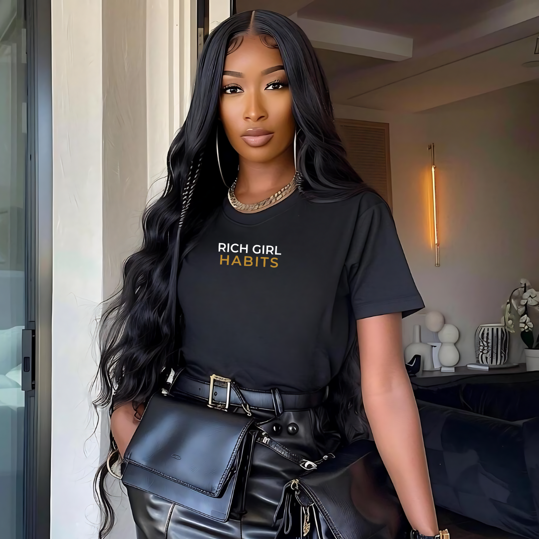 Rich Girl Habits T-Shirt (Embroidered)