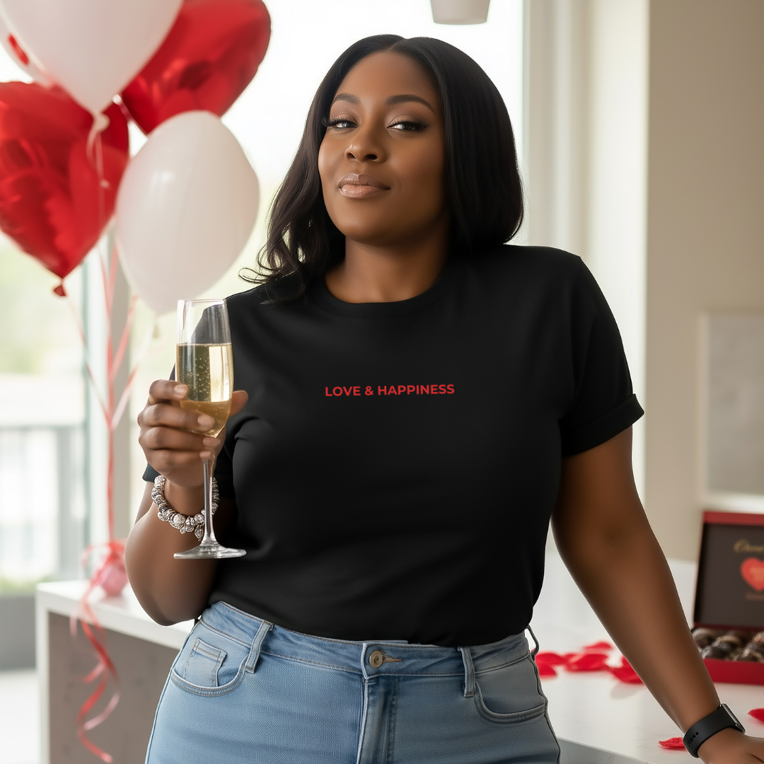 Love & Happiness Embroidered T-Shirt